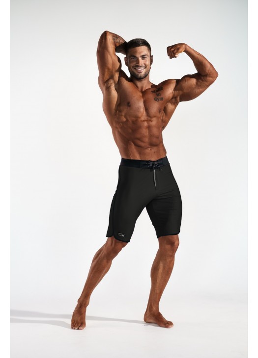 Men's Physique Shorts - Shiny Black (full borders)
